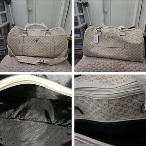 Guess Cream Monogram Travel Bag